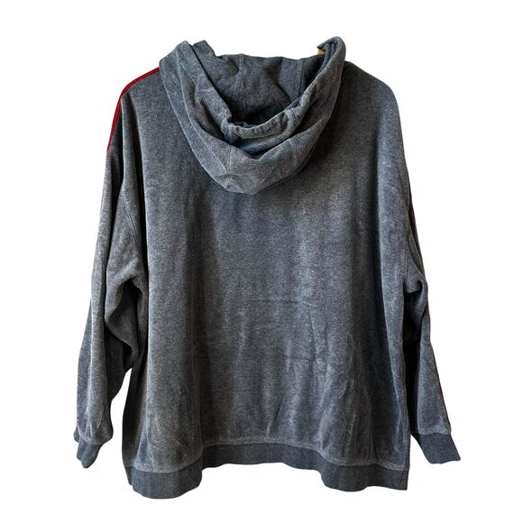 Tommy Hilfiger Women’s Logo Sleeve Velour Full Zip Hoodie Gray Plus Size 2X Y2K - Picture 2 of 6